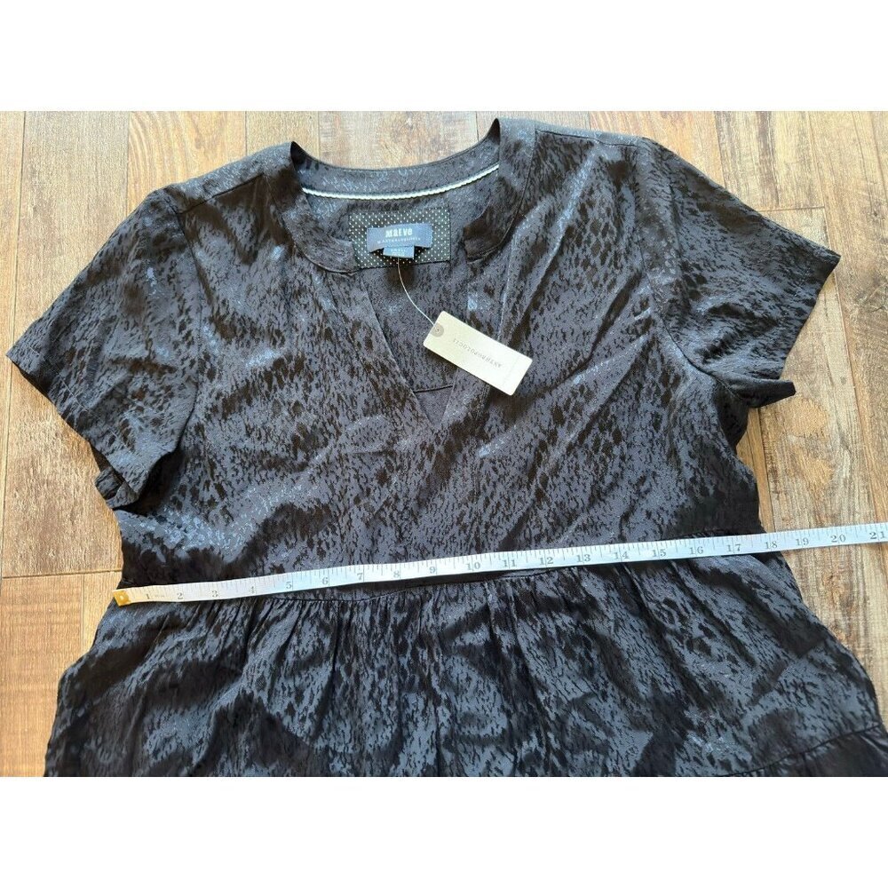 Anthropologie Maeve NWT Sacha Jacquard Tiered Tunic Mini Dress Black Small - Picture 4 of 6